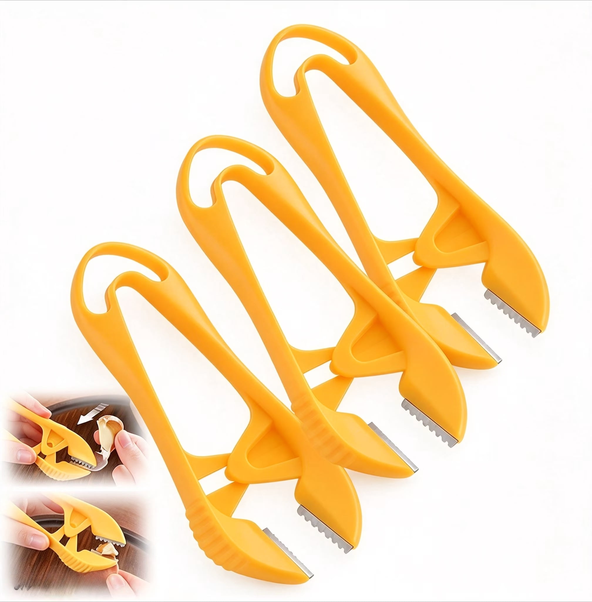 Skin Cutter Tool Manual Garlic Peeler with Serrated Jaws, Stainless Steel Skin Remover ...