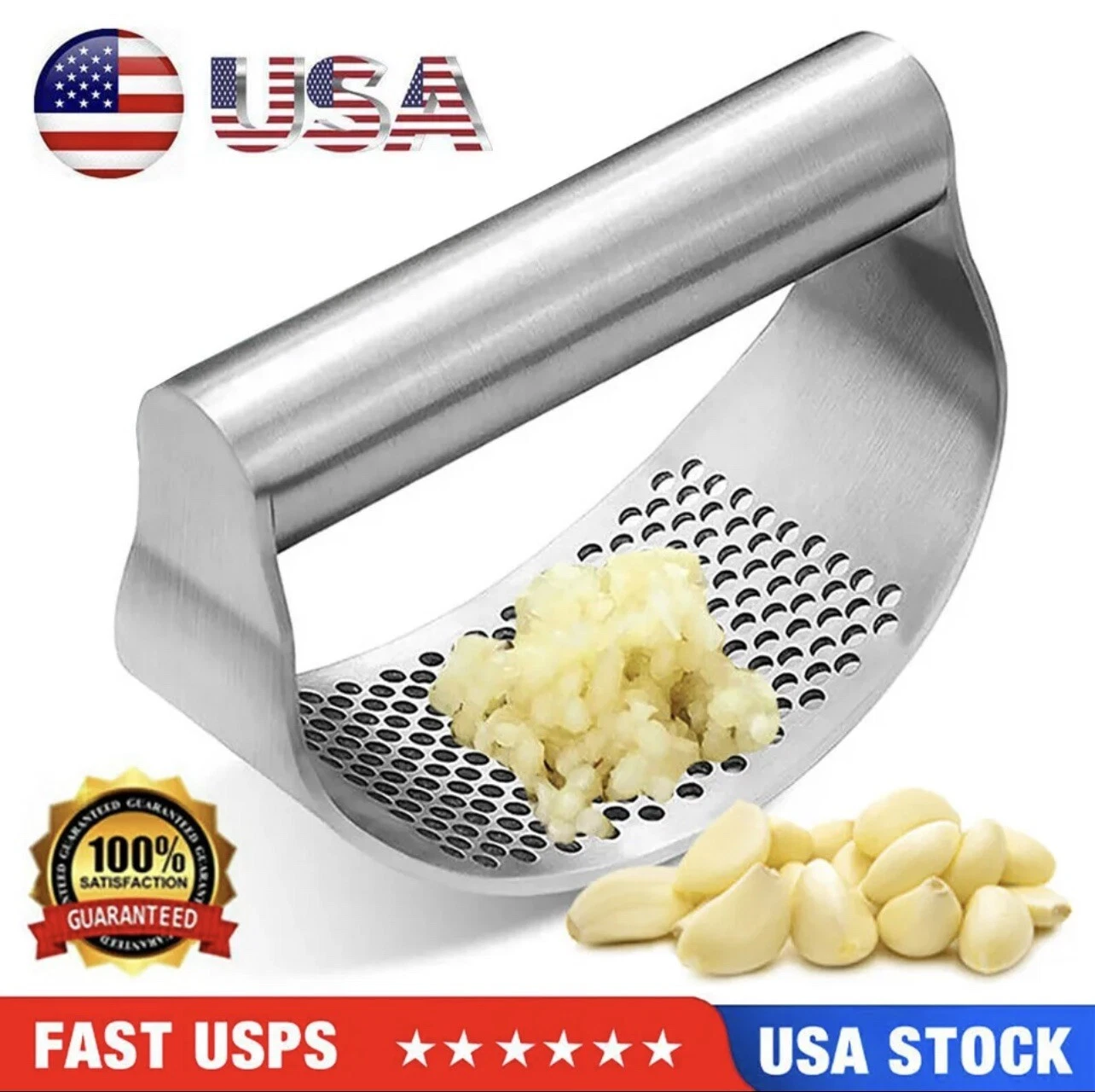 Manual Garlic Press Crusher Squeezer Tool Stainless Steel Masher Kitchen Tools