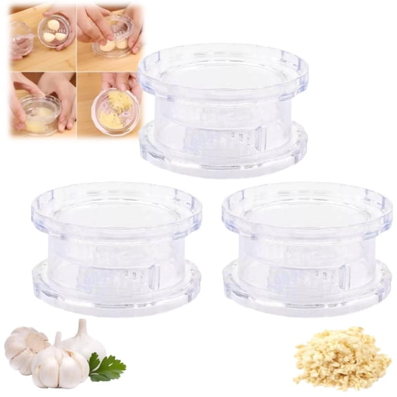 Manual Garlic Press and Herb Twister, Multi-Functional Kitchen Mincer and Vegetable Crusher, Impact-Resistant Garlic Grinder Tool for Home Cooking（3PCS）