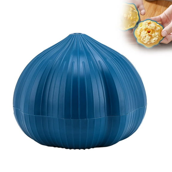 Manual Garlic Rocking Rolling Mincer Chopper Crusher Masher Cutter Squeezer Kitchen Tool, 6.3×7.6 cm, Navy