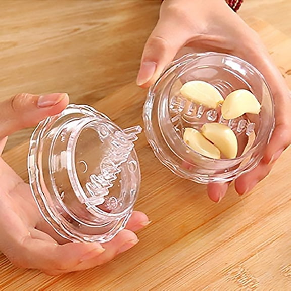 Manual Garlic Twister Box Transparent Design for Easy Crushing & Storage, Kitchen Food Prep Tool