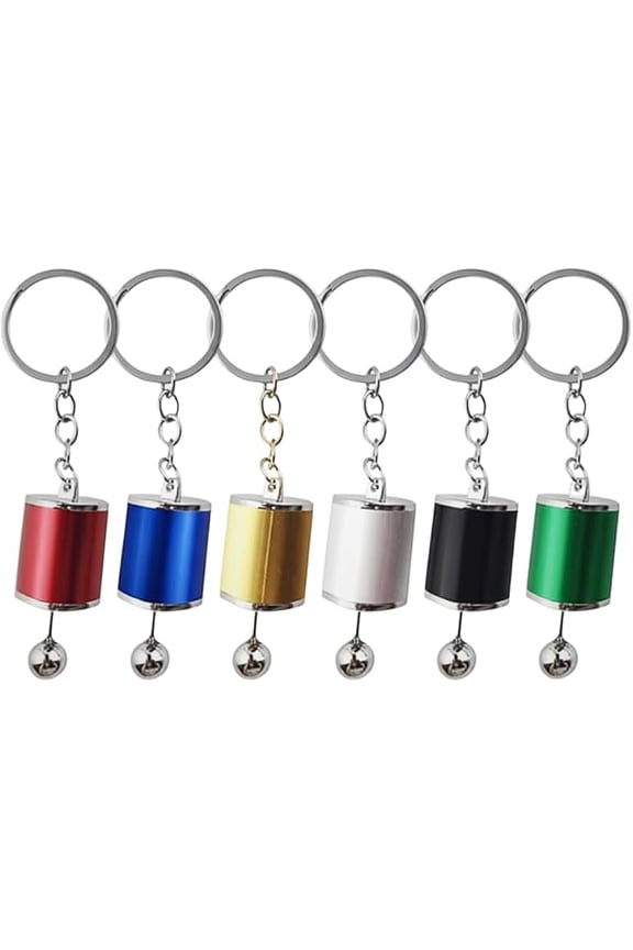 Manual Gear Shift Keychain 6-Color Pack with Moving Gear Lever Metal Automotive Keyring Gift for Car Lovers