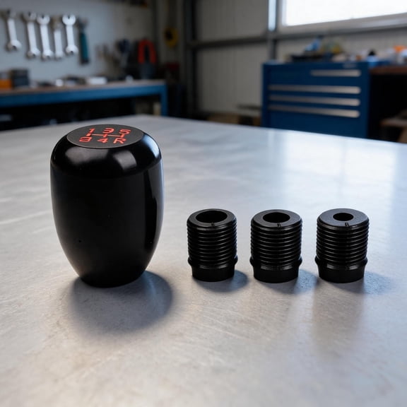 Manual Gear Shift Knob 5/6 Speed with Lift-Up Reverse, Black Aluminum Racing Shifter Handle for Most Cars and Trucks