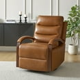 thumbnail image 1 of Manual Genuine Leather Recliner Chair 360-Degree Swivel Rocking Metal Base for Living Room Camel, 1 of 9