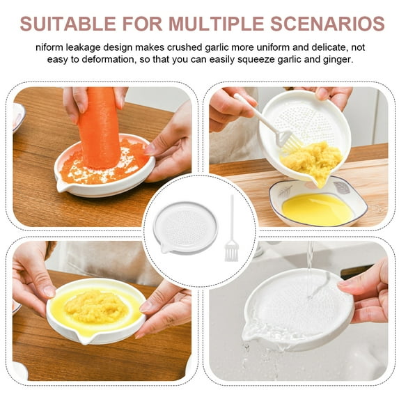 Manual Ginger Porcelain Grater Plate Garlic Grinding Tool for Vegetables Fruits White Bowl