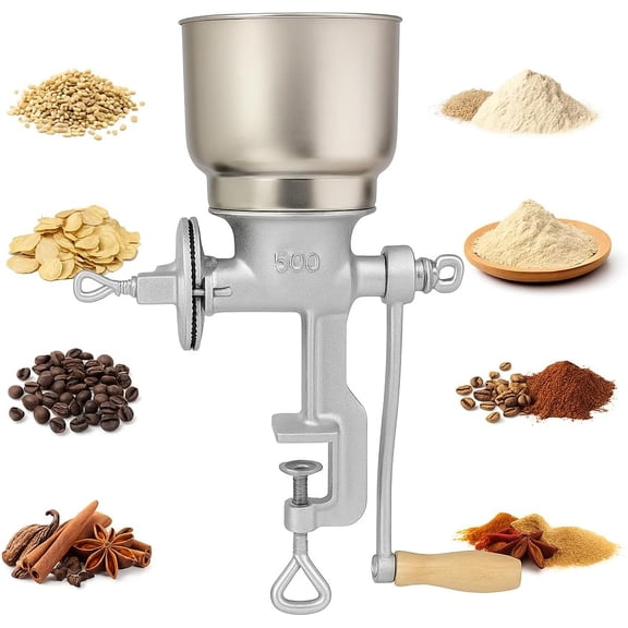 Manual Grain Grinder for Home Use, Heavy Duty Cast Iron Hand Crank Mill