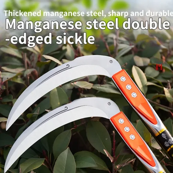 Manual Grass Sickle Crack Weeding Tool for Roads, Long-Handle Agricultural Sickle for Grass Cutting and Gardening