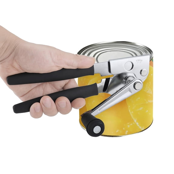 Manual Hand-Crank Commercial Heavy-Duty 2-in-1 Bottle Cap Can Opener with Ergonomic Rubber Grip - Arthritis Friendly for Seniors,Black