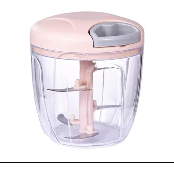 Manual Hand -Powered Food Chopper with Pull-Cord Mechanism – Compact Vegetable Cutter, Dicer & Mincer with Stainless Steel Blades – Ideal for Onions, Garlic, Herbs, Nuts & More – (PINK)