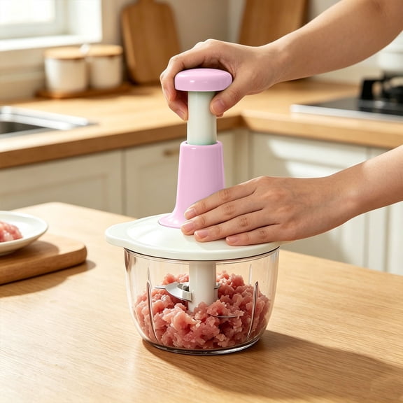 Manual Hand Press Vegetable Chopper Multifunctional,Food Grade Onion Garlic Meat Mincer Processor,Easy Clean Kitchen Gadget For Chopping Dicing Mincing(Pink)