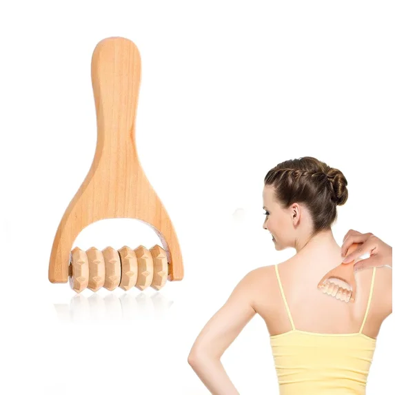 Manual Handheld Roller Massager Professional Wooden Body Massage Tool for Shoulders, Face, Thighs, Back, Hands Style A