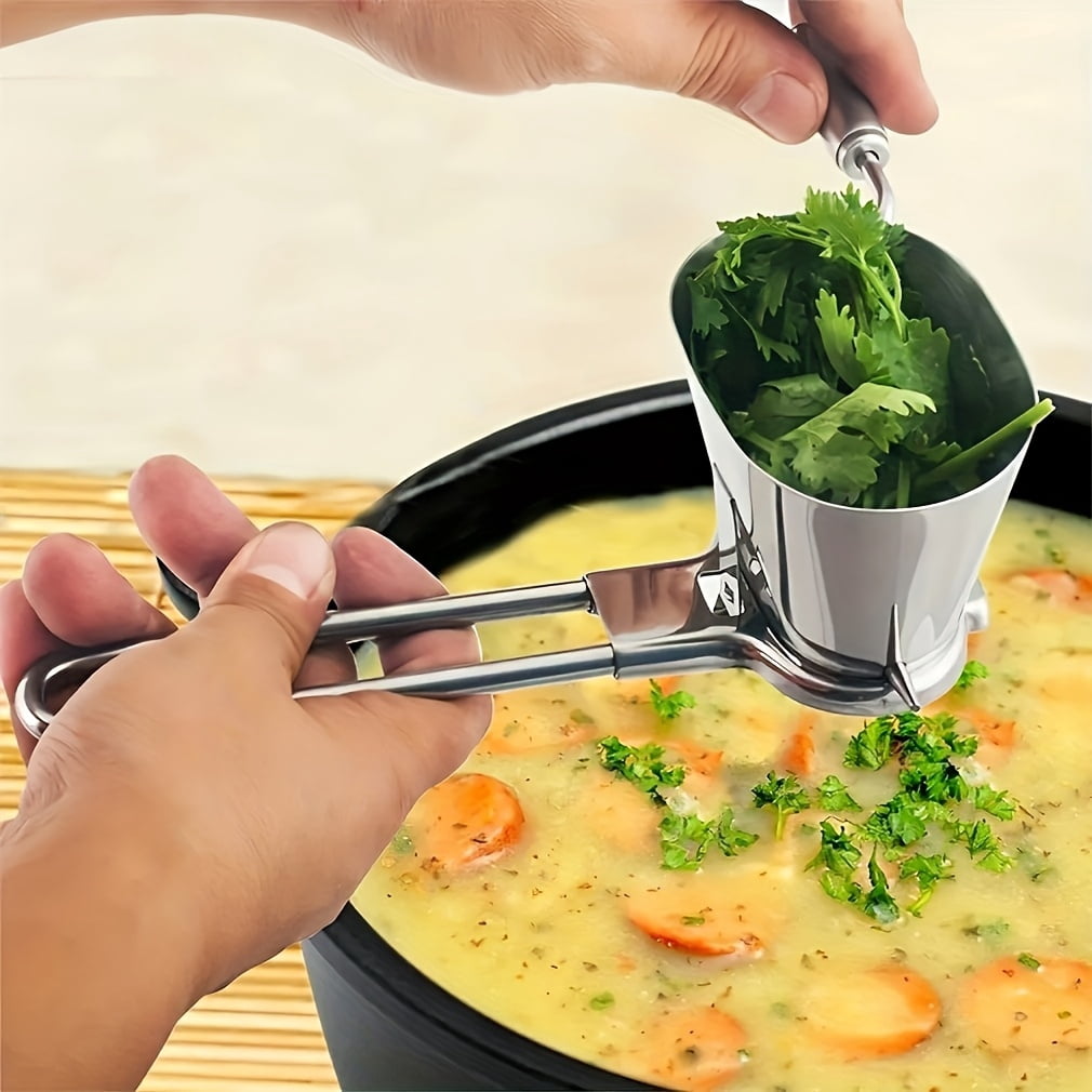 Stainless Steel Manual Food Chopper with Pull Cord - Handheld Kitchen Tool for Herbs, Garlic, Onions, Vegetables, and Nuts - No Electricity Needed, Easy to Clean and Rust Resistant