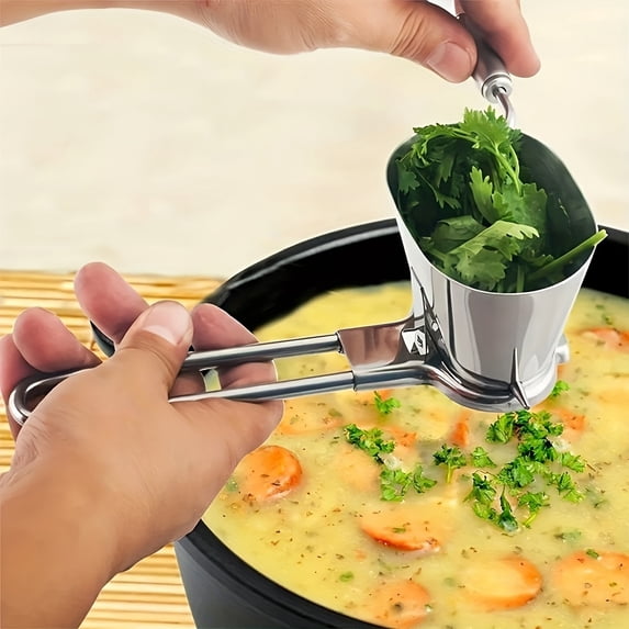Stainless Steel Manual Food Chopper with Pull Cord - Handheld Kitchen Tool for Herbs, Garlic, Onions, Vegetables, and Nuts - No Electricity Needed, Easy to Clean and Rust Resistant