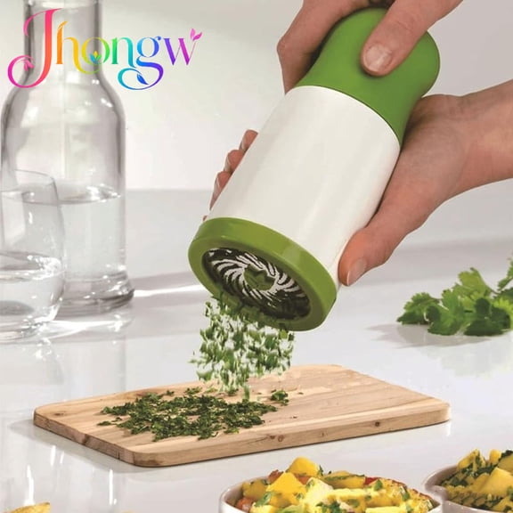 Manual Herb Chopper, Stainless Steel Blade Herb Cutter for Cilantro Parsley Basil & Mint, Handheld Vegetable Grinder for Salad Garnish and Kitchen Meal Prep