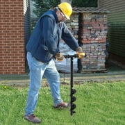 Heavy Duty Manual Auger Hole Digger, 24" T-Handle, 4" Spiral Blade, A3 Steel, Drill for Planting, Ice, Fence Posts, Fits 3/8" Chuck, Black