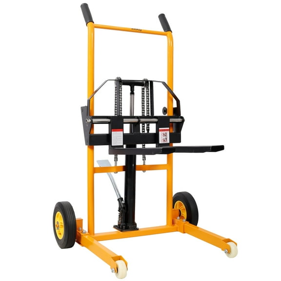 Manual Hydraulic Pallet Stacker, 440LB Capacity Material Lift with 35.5" Lift Height, Adjustable Forks & 4 Wheels, Pallet Truck Dolly