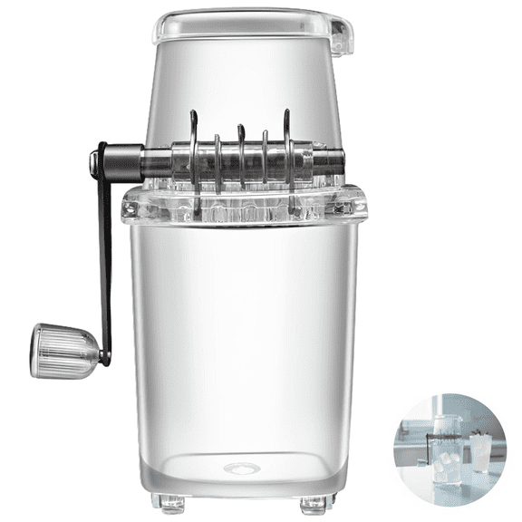 Manual Ice Crusher, Hand Crank Ice Breaker with 430 Steel Blades, 43.9 fl oz / 1300 ml Capacity Home Ice Crusher Machine, Adjustable Handle, Anti-Slip Base, Portable Mini Ice Shaver for Kitchen, Bar