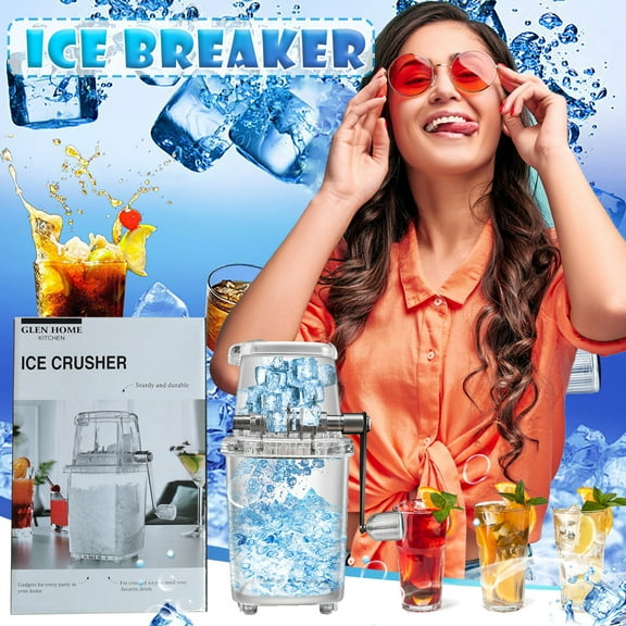 Manual Ice Crusher, Hand Cranked Ice Shaver, Transparent Ice Grinder, Non-Slip Handle Slushie Maker, Convenient DIY Crushed Ice Tool for Summer Drinks