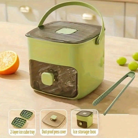 Manual Ice Cube Maker with Dual-Layer Press Mold, Food-Grade Plastic Tray Makes 48 Cubes, Perfect for Whiskey & Cocktails, Home Bar Essential