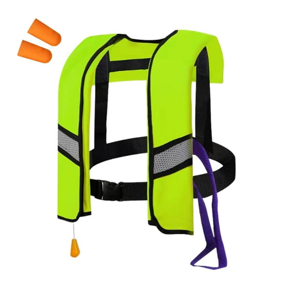 Manual Inflatable Life Jacket for Adults, High Visibility Fishing Vests with Reflective Strips, Comfortable Outdoor Air Expandable Safety Vests for Boating Rafting (12.4*15.78 Inch)