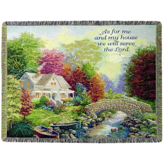 Manual Inspirational Collection 50 x 60-Inch Tapestry Throw, Autumn Tranquility with Joshua 24:15