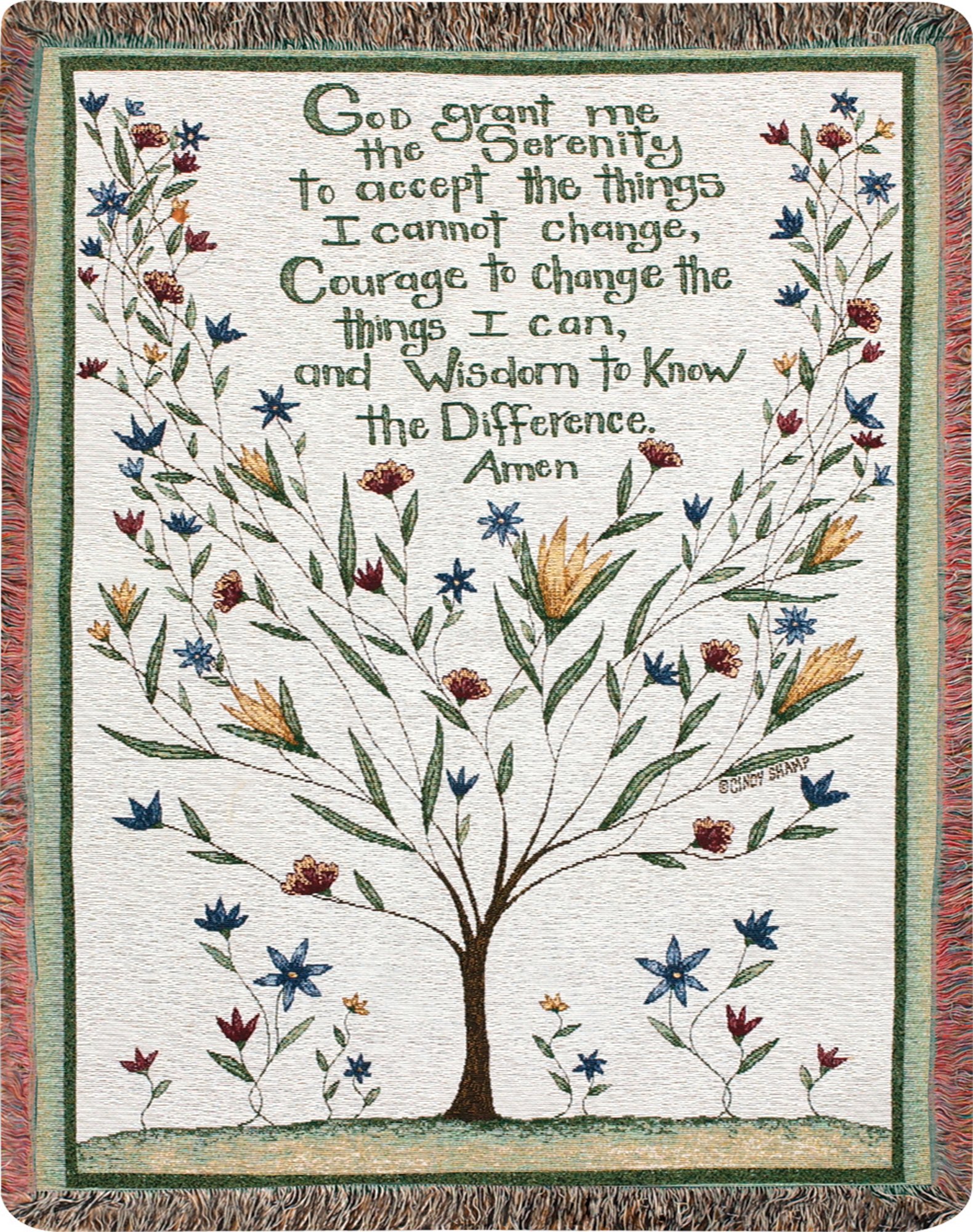 Serenity Prayer Multicolored Cotton Jacquard Tapestry Throw Blanket 50" x 60"