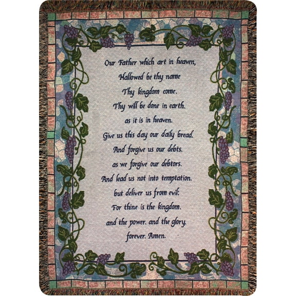 Manual Inspirational Collection 50 x 60-Inch Tapestry Throw with Verse, The Lord's Prayer