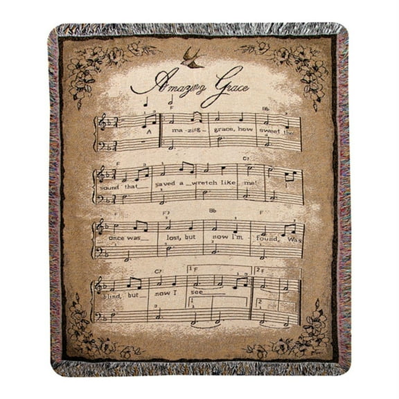 Manual Inspirational Collection 50" x 60" Tapestry Throw, Amazing Grace Sheet Music Design