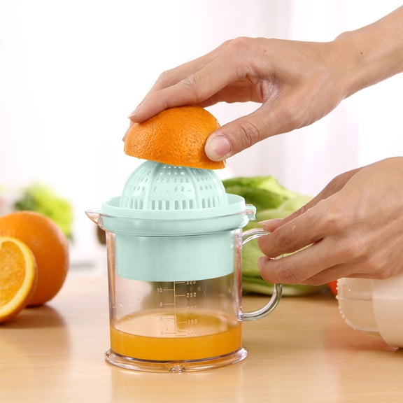 Manual Juicer, Lemon Squeezer with Pulp Separator Cup Measurement Scale, Pink blue green, Non-slip Grip Easy Clean Plastic for Fresh Juice, Perfect for Home Kitchen, Bar, Camping thy Lifestyles
