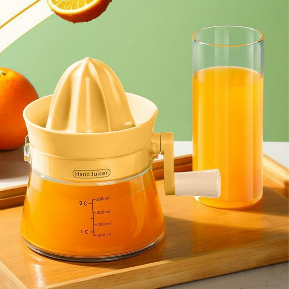Manual Juicer Multifunctional Hand Juicer, Lemon Lime Squeezer with Built-in Measuring Cup and Grater, Manual Hand Squeezer Citrus Lemon Orange Juicer(Yellow)