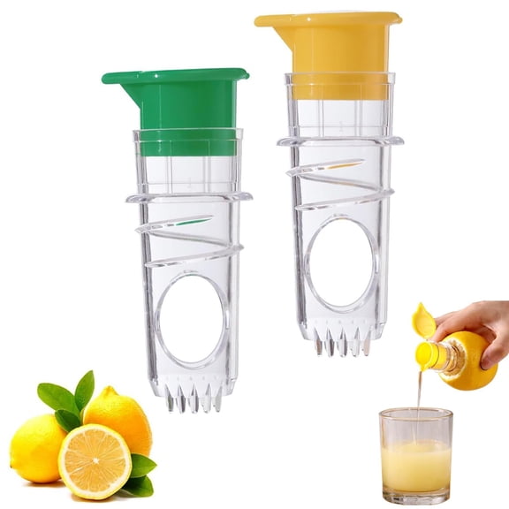 Manual Juicer Multifunctional Home Small Plastic Lemon Squeezer Orange Fruit Juice Separator Press-Juicing Tool Manual Juicer Lemon Orange Juicer Fruit Rotating Fresh Juice Filter 2pc[Green +Yellow]