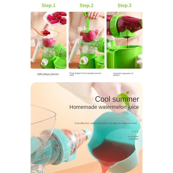 Manual Juicer Silicone Suction Bottom Hand-Cranked Easy Storage Portable Squeeze Juice Squeezer Red