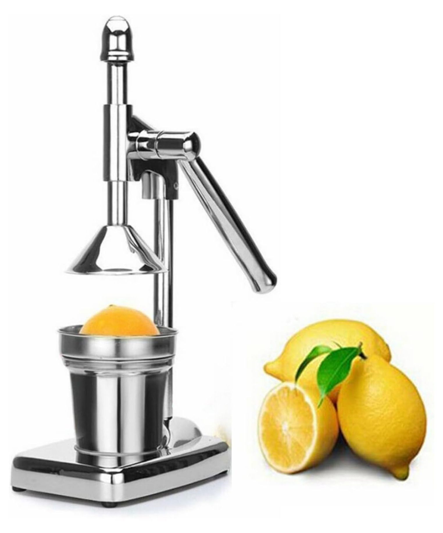 Manual Juicer, Stainless Steel Hand Press Citrus Presser with Stainless Steel Cup, Portable