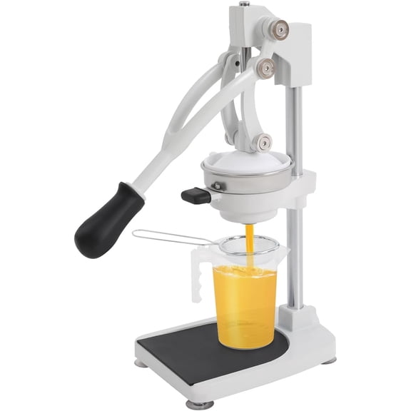 Manual Juicer, Stainless Steel Hand Press Juicer Machine Heavy Duty Countertop Squeezer for Oranges, Lemons, Pomegranates, Includes Filter Bags & Measuring Cup, Easy to Clean