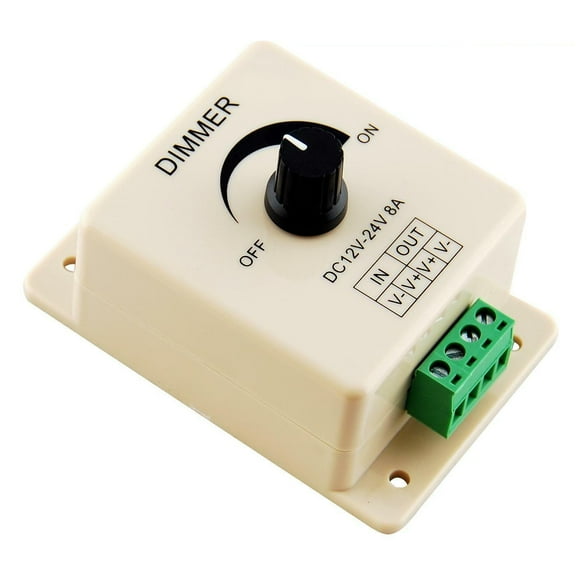 Manual LED Dimmer Controller for LED Strip Lights 12V-24V 8A Mountable with Terminals