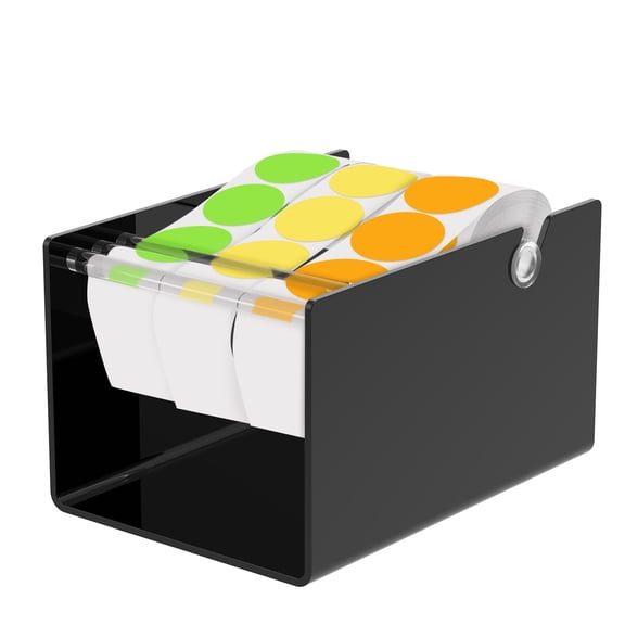Manual Label Sticker Dispenser for Roll of Sticker Adjustable Tabletop Acrylic Holder for Multiple Roll in Classroom Business Home
