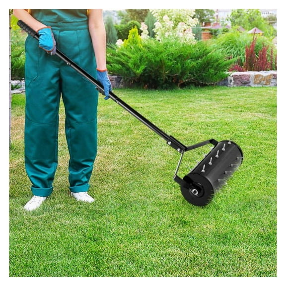 Manual Lawn Aerator 18/21 Inch - Detachable Handle, Steel Spikes - Yard, Garden & Cropland - Soil Loosener for Water & Nutrient Absorption - Easy Assembly