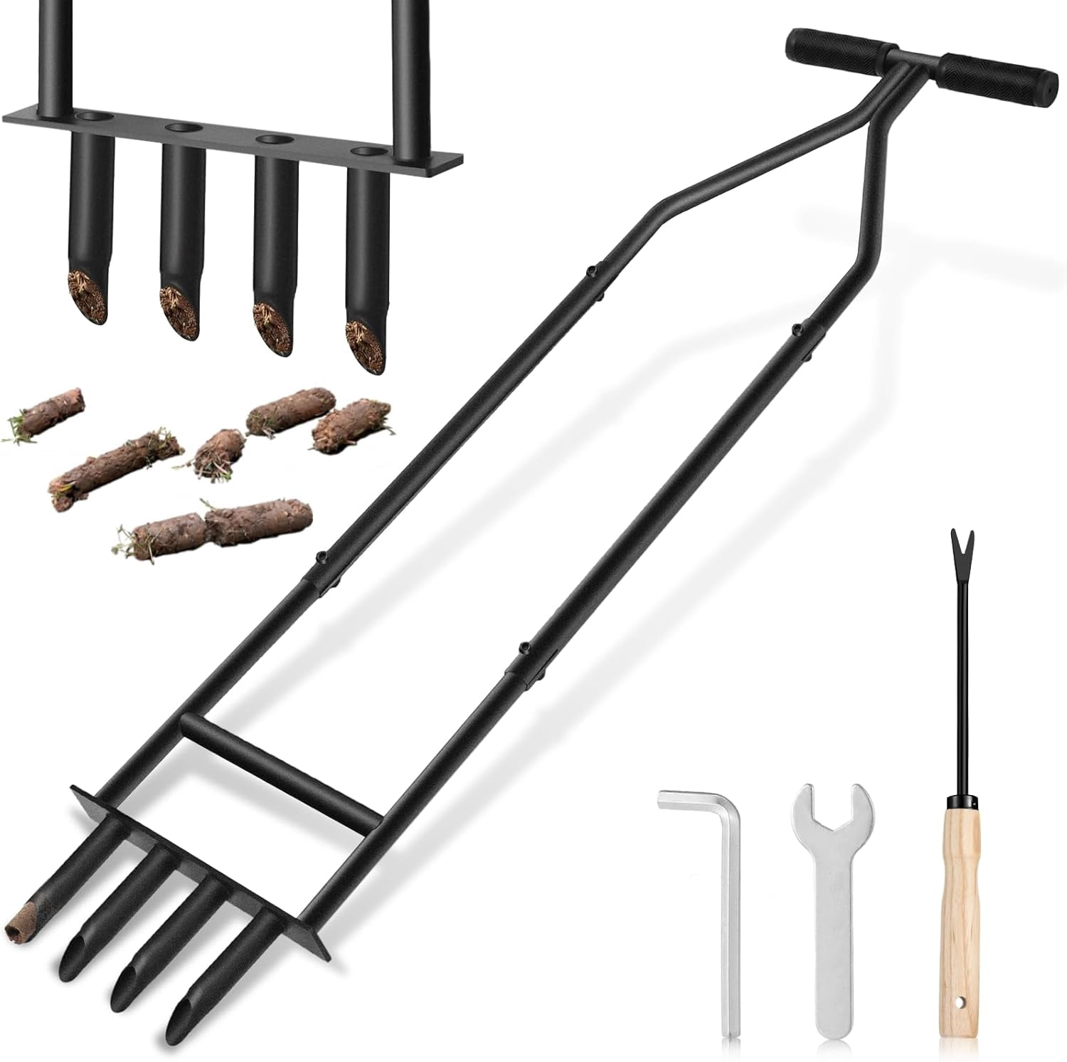 Manual Lawn Core Aerator Tool, Heavy Duty Carbon Steel Aerator, Ergonomic Labor-Saving Yard Garden Tool for Compacted Soil, Care Essentials