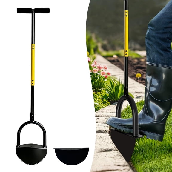 Half Moon Edger Lawn Tool with Replaceable Blade, Manual Edgers with Soft Handle, Lawn Edger for Grass, Borders, Sidewalks, Driveways, Gardens