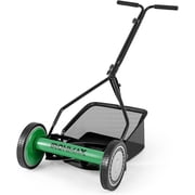 Manual Lawn Mower, 14 Inch 5-Blade Walk-Behind Cordless Grass Cutter with 7 Gallon Removable Grass Collect Bag, Adjustable Cutting Heights, Push Reel Lawn Mower for Yard, Garden