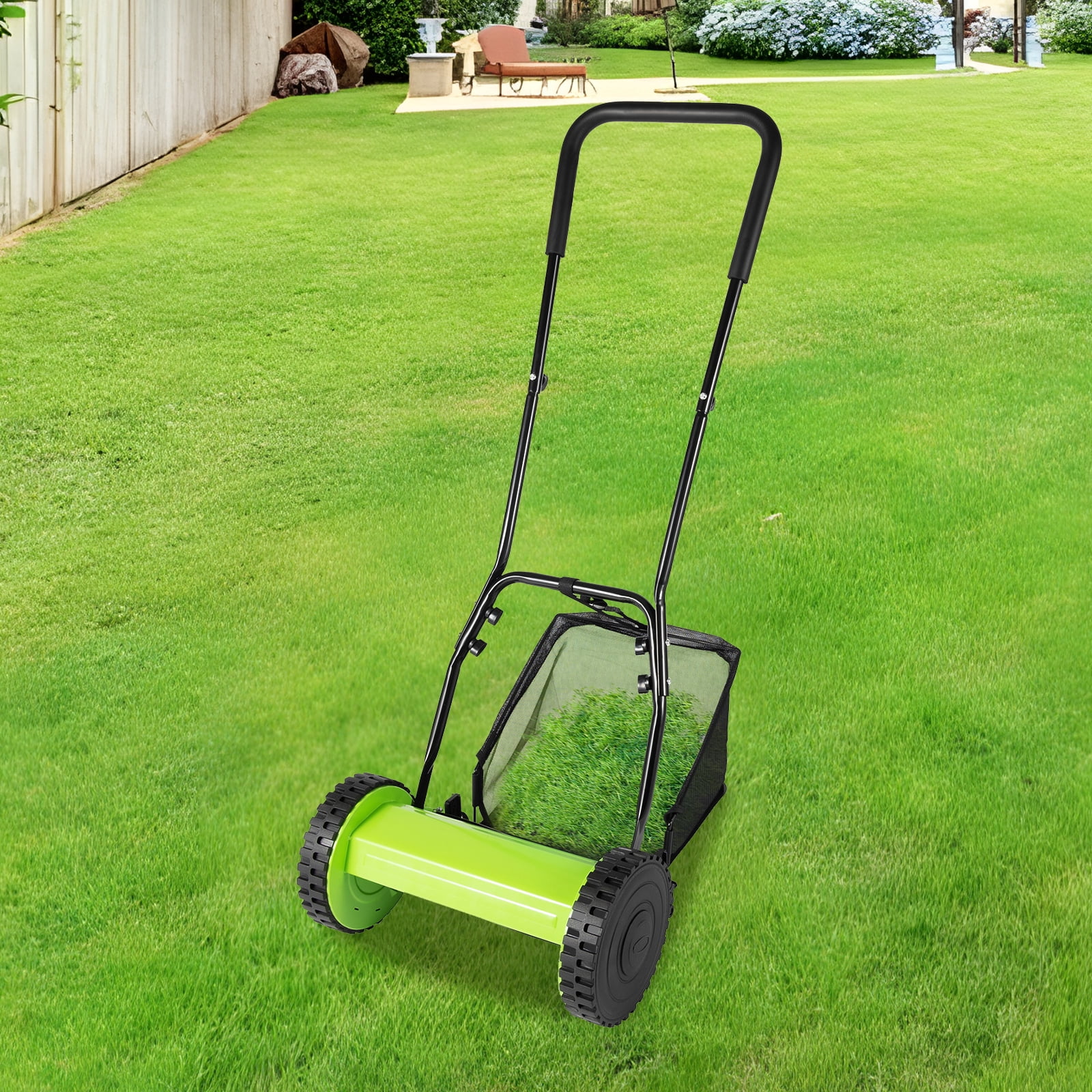 Manual Lawn Mower Weed Trimmer Lawn Machine5 Blades with 65manganese Steel Material 11.81-Inch Cutting Width 0.47-1.77inch Height for Lawns