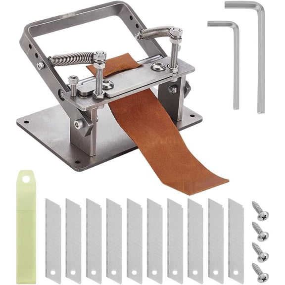 Manual Leather Peeling Machine Stainless Steel Leather Peeling Skiving Machine with 10pcs Blades Leather Peel Working Tools Manual Leather Splitter