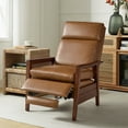 thumbnail image 1 of Manual Leather Recliner Chair Push Back with Wooden Arms for Adults Living Room Camel, 1 of 9