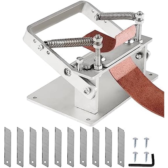 Manual Leather Splitter Skiving Machine Belt Strip Thinning Paring Tool with 10 Replacement Blades, DIY Leather Craft Working Tools Peeling Machine$$Art & Craft
