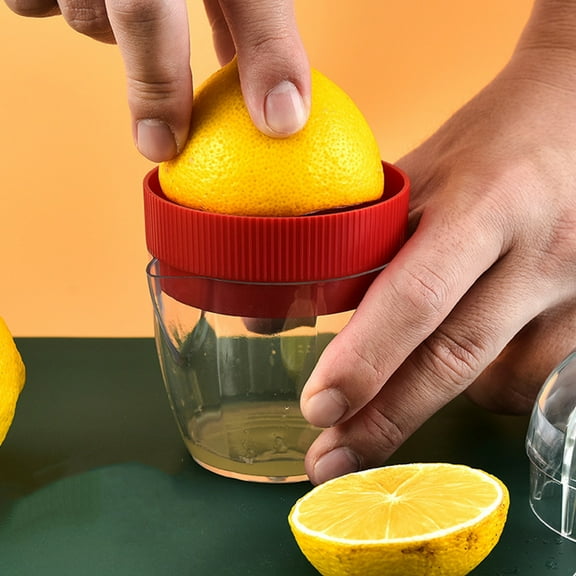 Manual Lemon Juicer Squeezer | Portable Hand Press Citrus Tool | Compact BPA-Free Plastic | Red Green Blue | 4.13"x2.87" | Efficient Juice Extraction Separator Cup | Kitchen Travel Essential