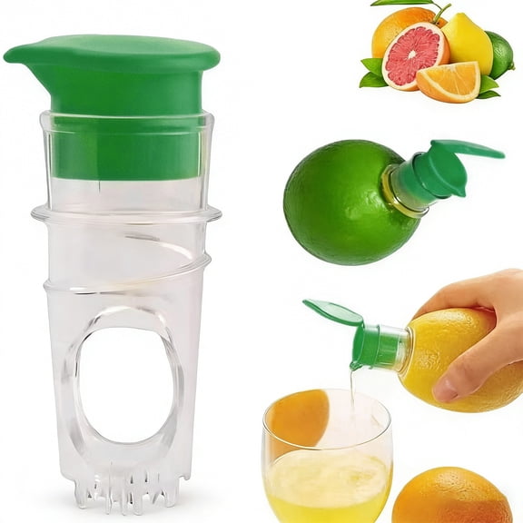 Manual Lemon Squeezer, Portable Lemon Juicer, Built-In Filter Citrus Juice Extractor With Sealed Lid, Compact Handheld Fruit Press Gadget for Lime, Orange and Cocktail Drink Prep Supplies, Green