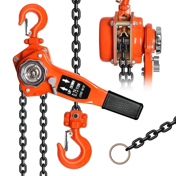 Manual Lever Chain Hoist, 0.75 Ton 1650 LBS Come Along with 10 FT G80 Galvanized Chain, Dual Pawl Brake & 360 Handle, Lightweight Puller for Farm, Auto Repair & Workshop
