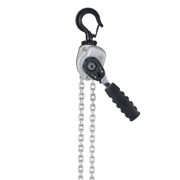Manual Lever Chain Hoist Come Along 1/2 Ton 1100 lb 5 ft Lift G80 Alloy Steel Dual Pawl Brake Swivel Hooks for Garage Warehouse