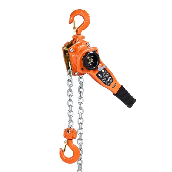 Manual Lever Chain Hoist 1 Ton 2200 LBS Capacity Heavy Duty Come Along 10 FT Lift G80 Alloy Steel Chain Dual Pawl Mechanical Brake 360 Degree Rotating Hooks for Warehouse Construction Garage
