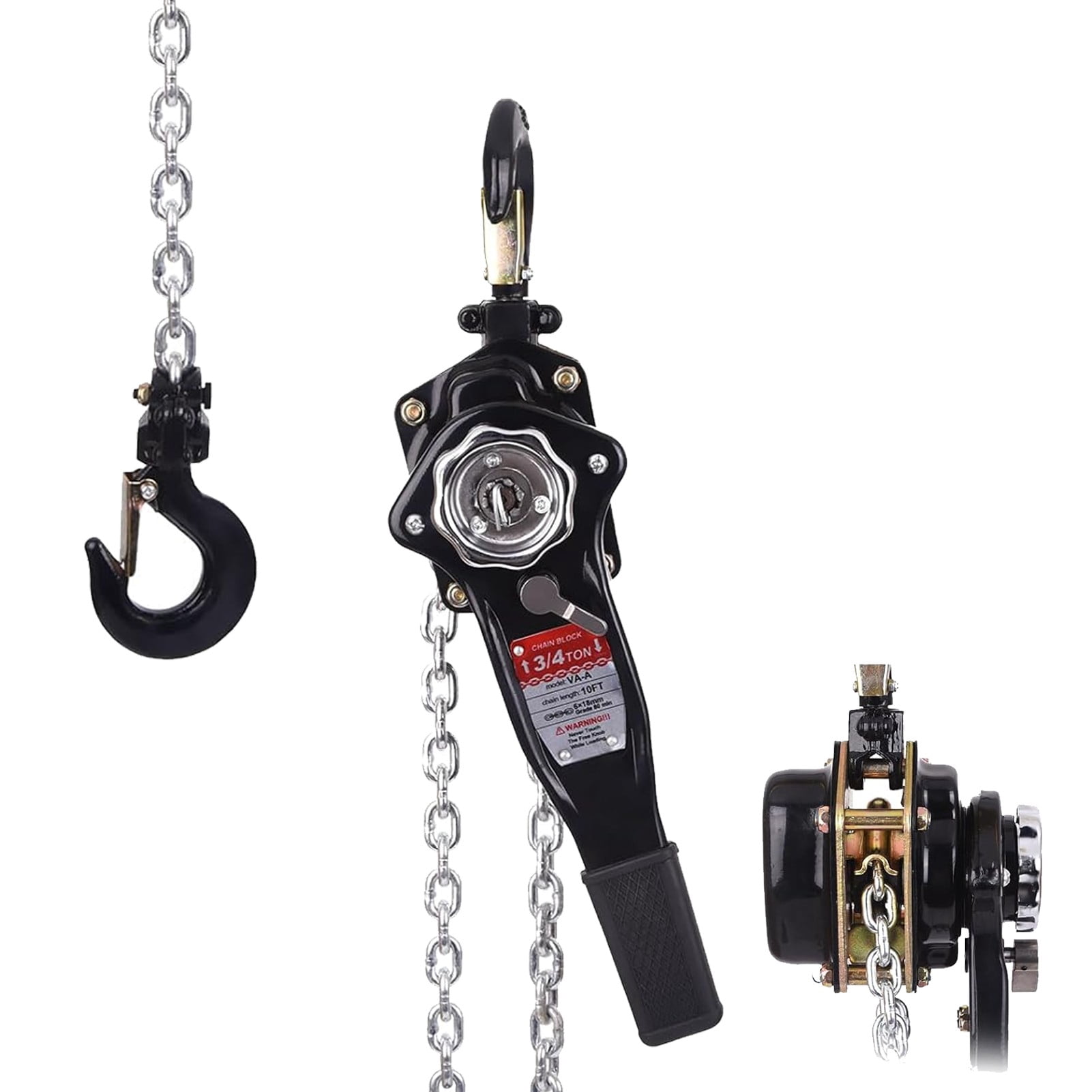 Manual Lever Chain Hoist, 1 Ton Come Along Winch, G80 Grade Chain 10ft ...